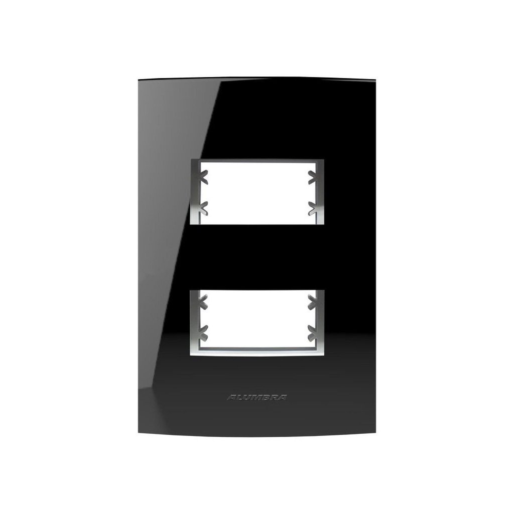 Placa 4X2 com Suporte Para 2 Módulos Distanciados Inova Pro Class Alumbra Black Piano