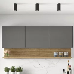 Armário para Cozinha 3 Portas 150cm Line Cinza/Gris/Freijó Gris/Freijó