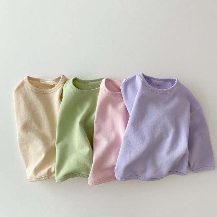 Ins primavera outono roupas crianças camisa de fundo moda Casual manga comprida camiseta masculino feminino bebê interio