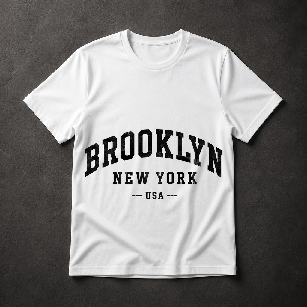 Camiseta Brooklyn New York USA Estampa Universitária Retrô Masculina Streetwear