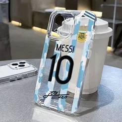 Capa protetora transparente para iPhone 12 11 13 17 15 16 14 Pro Max XR XS 7 8 Plus Padrão Messi
