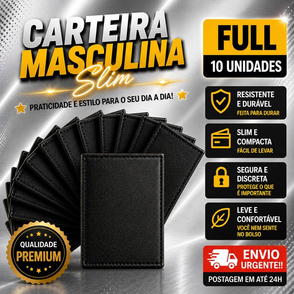 Carteira Slim Masculina Discreta e Confortável em Couro Porta Cartão Lembrança Padrinhos Formatura