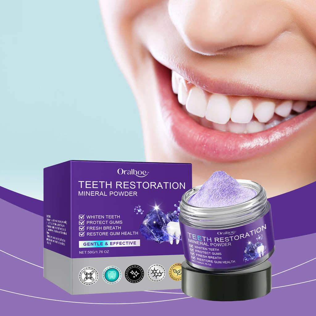 ORALHOE Pó de dente roxo Limpeza suave protege os dentes Limpeza Oral fresca