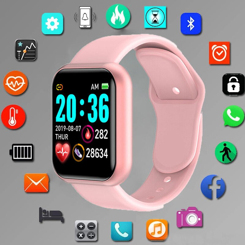 Original Y68 Relógio Esportivo Inteligente Feminino Relógios digital led De Pulso Eletrônico Bluetooth fitness Masculino