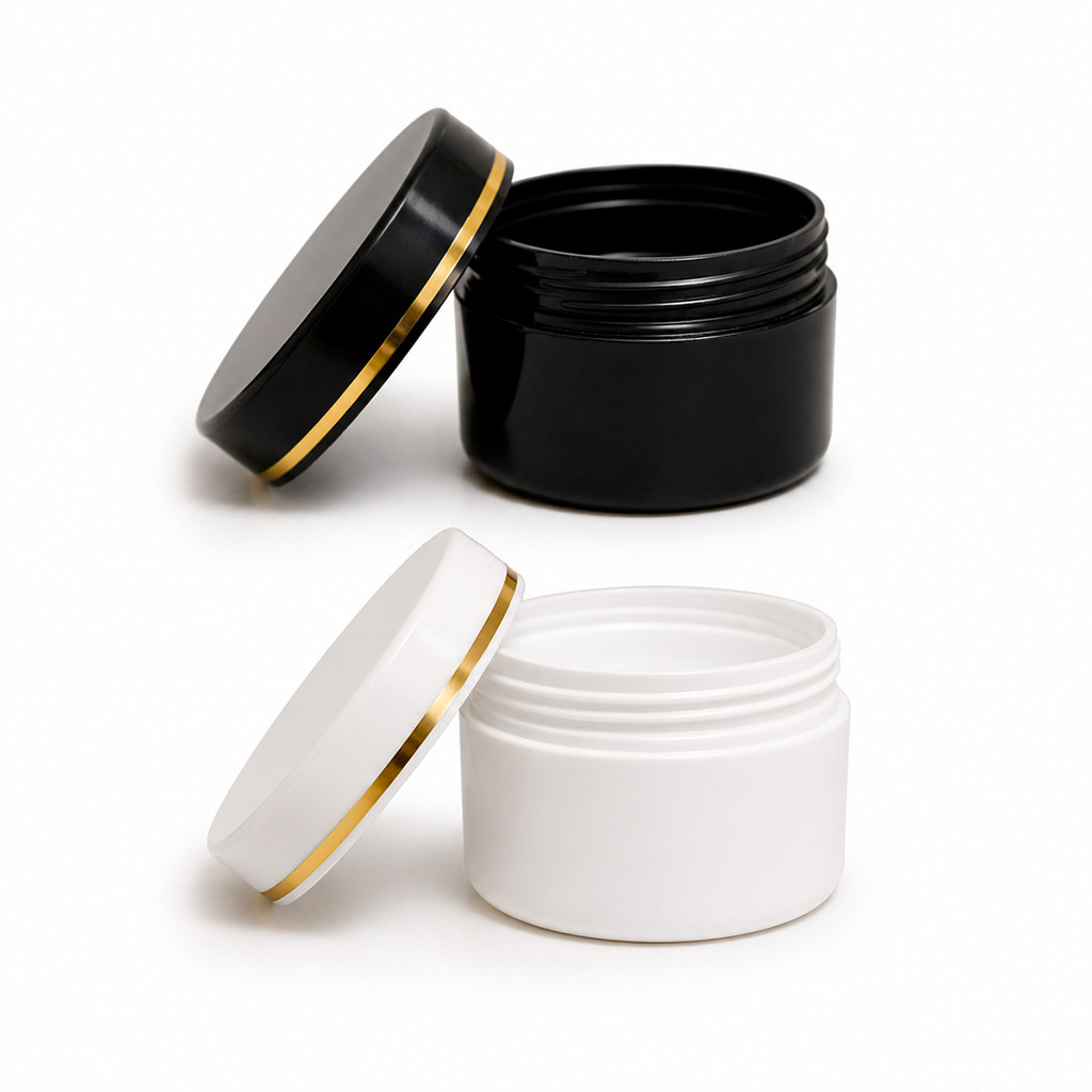 Pote Plástico 90ml Com Tampa Friso Dourado Kit 5 10 Ou 15 Unidades