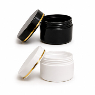 Pote Plástico 90ml Com Tampa Friso Dourado Kit 5 10 Ou 15 Unidades
