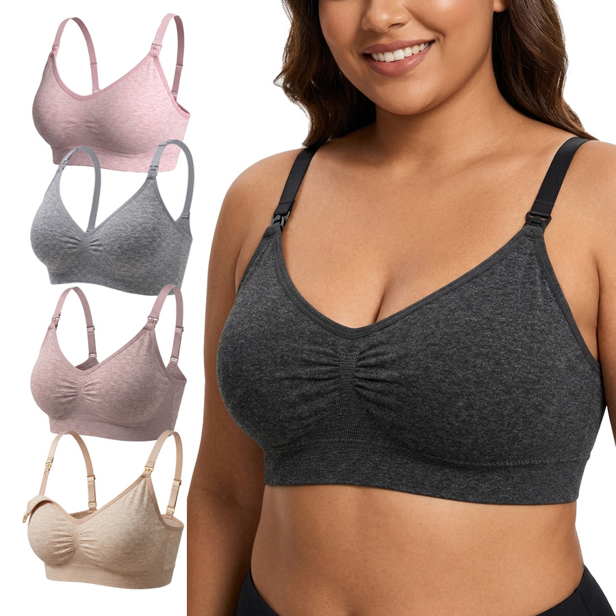 Kit 2 ou 4 Unidades Sutiã Amamentação Plus Size Gestante Cores Neutras