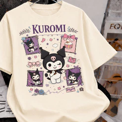 Camiseta Kuromi Kawaii Camisa Alternativa Anime Feminina Casual Qualidade Premium DVS