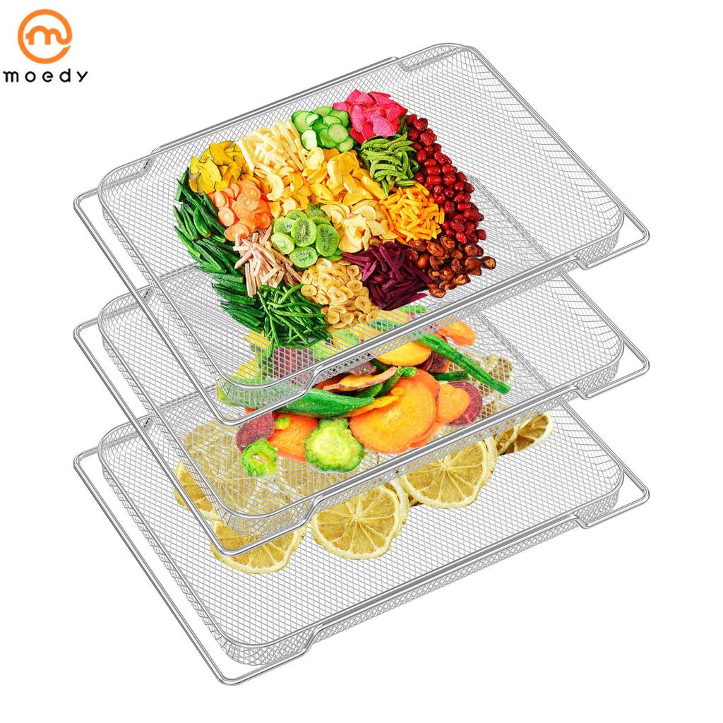 3 Pçs Fritadeira De Ar Assar Net Com Alça Forno Assadeira Para Carne Bacon Frutas Secas SHOPSKC5768