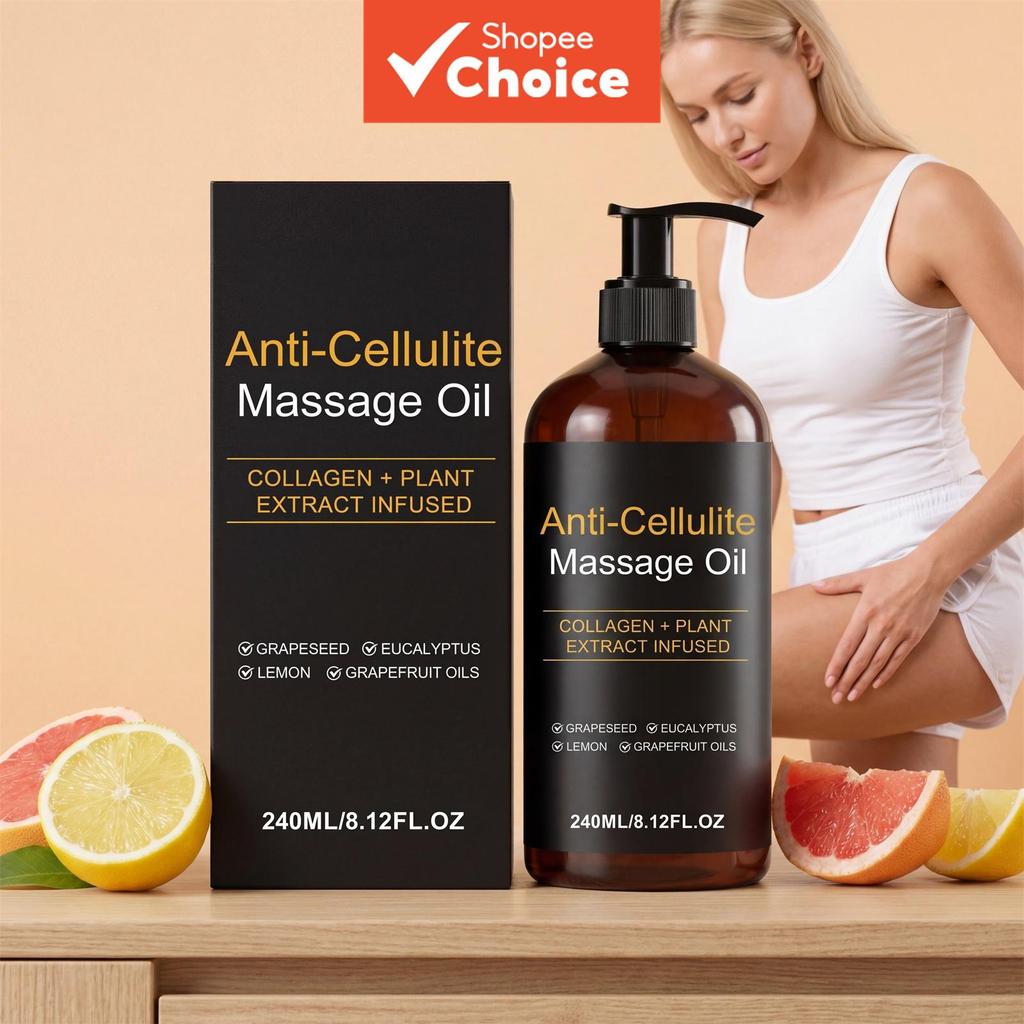 Óleo de Massagem Firmador de Sementes de Uva & Casca de Limão 240 ml – Óleo Corporal Suavizante | Cuidado da Textura da