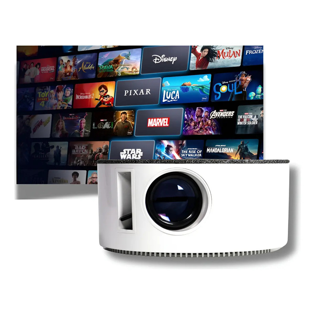 Projetor Android HD 100" Portátil Branco Bivolt 127/220V p/ Sala Home Cinema