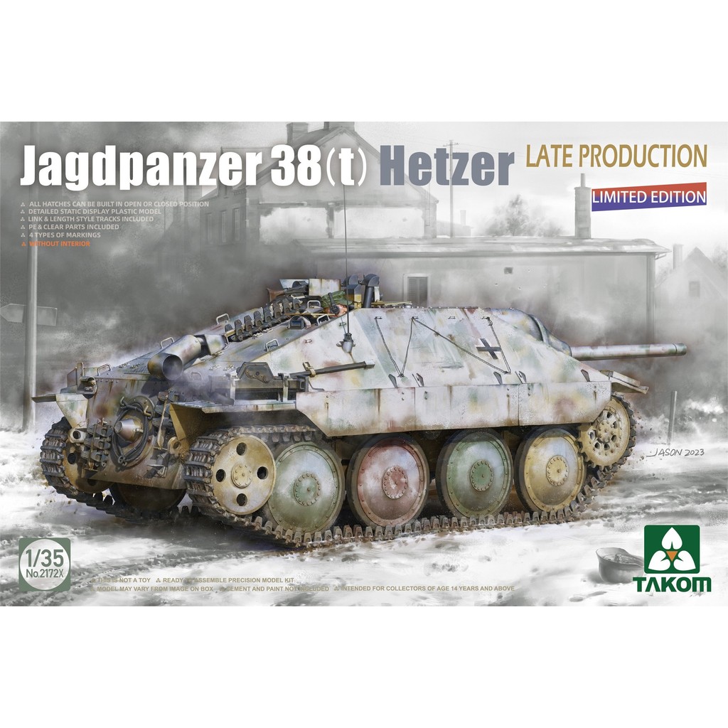 TAKOM 2172X 1/35 Jagdpanzer 38 (t) Hetzer Produção Tardia Sem Interior Limitado