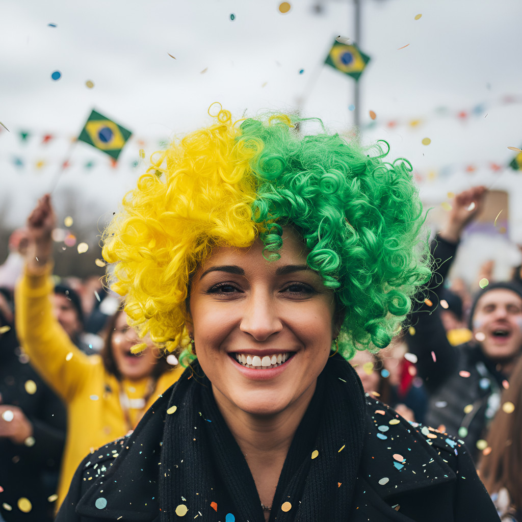 Peruca Verde E Amarela Black Power Brasil Copa do Mundo 2026