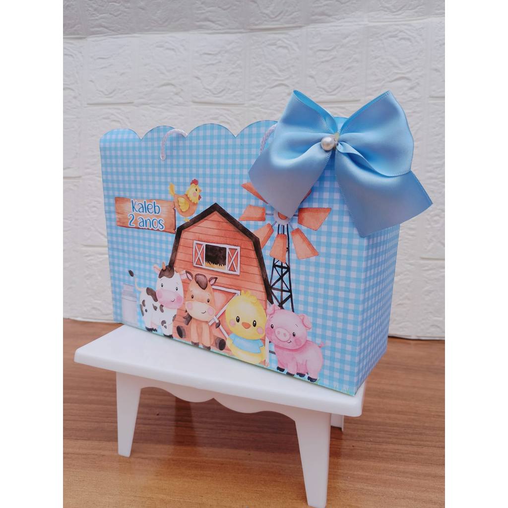 PEGUE E MONTE - Sacolinha Surpresa Personalizada  BAILARINA  FAZENDINHA AZUL - Lembrancinha para festa