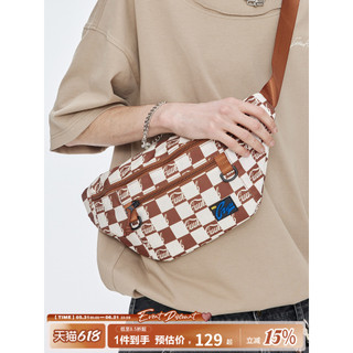 Guuka Street Wear marrom saco feminino saco do mensageiro novo estilo casal Hip-Hop cintura xadrez ombro peito saco