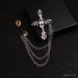 1 Conjunto Novo Japonês Coreano High-end Retro Cruz Design Broche Masculino Casamento Requintado Terno De Luxo Broches A