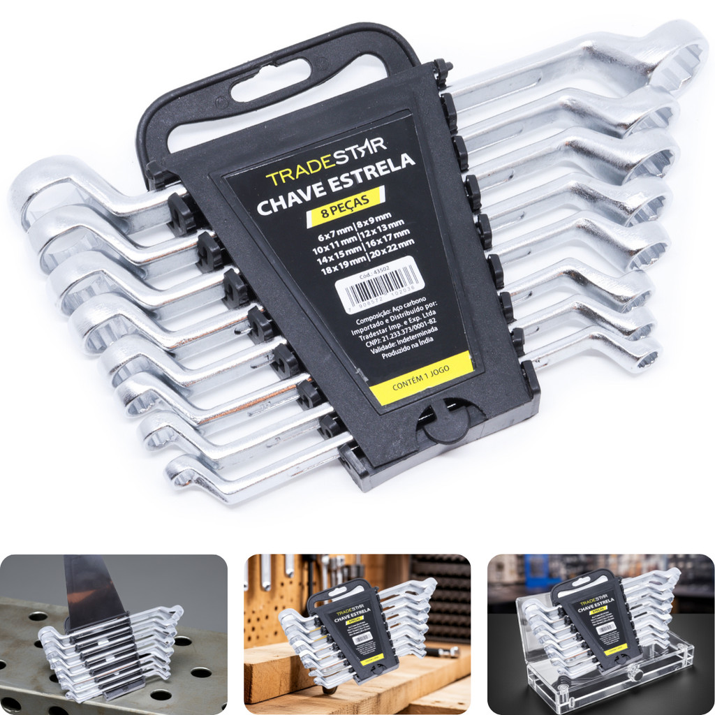 Jogo Chave Estrela 6 - 22 mm 8 Peças Aço Carbono Tradestar em Oferta na Shopee