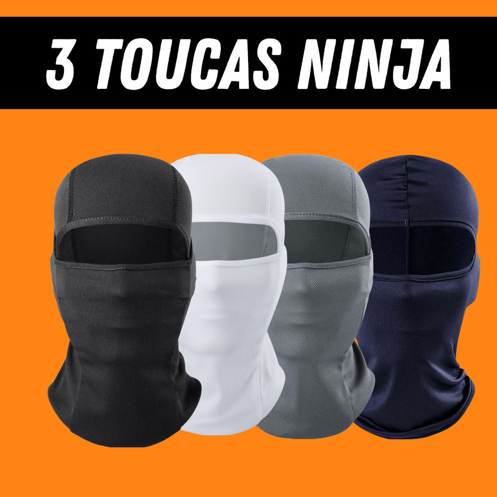 Kit 3 Touca Ninja Balaclava Toca UV+50 Proteção Solar Térmica Motoqueiro Motoboy touca preta, kit  inverno