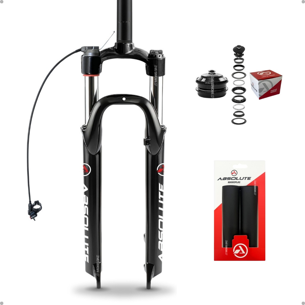 Suspensão Bike Aro 29 Absolute Com Trava Guidão + Manopla Punho Bike MTB Absolute NBR1 XL Silicone