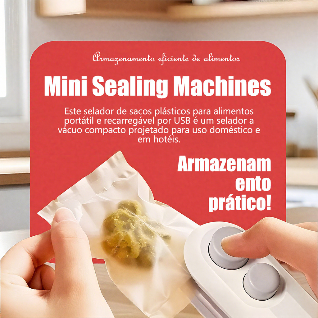 1/2/3/4Kit Peças Mini Máquina Seladora Recarregável Para Embalagens Plásticas - Selagem Rápida/ Alta Qualidade/ Promoção