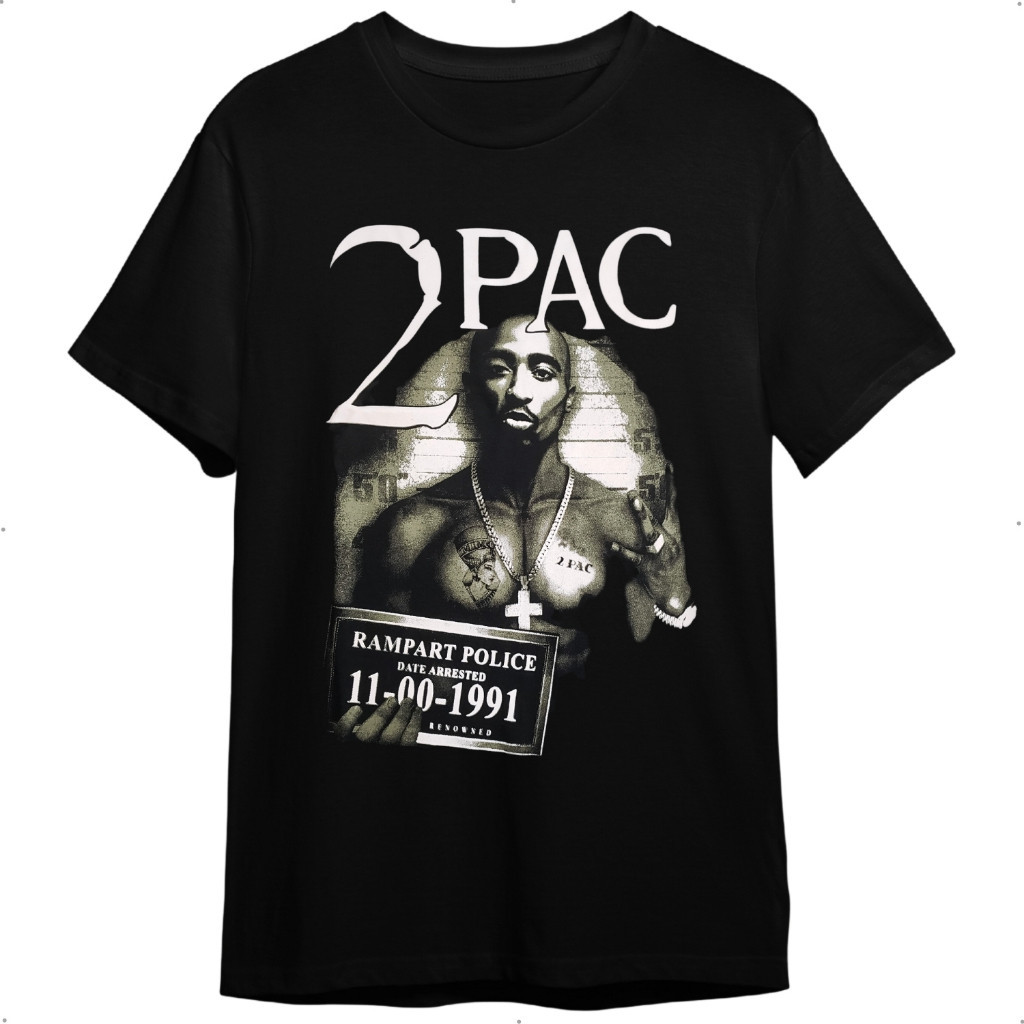Camiseta Tupac Shakur Blusa HipHop Rapper Camisa 100% Algodão Camisa Gangster EUA Lançamento 2025