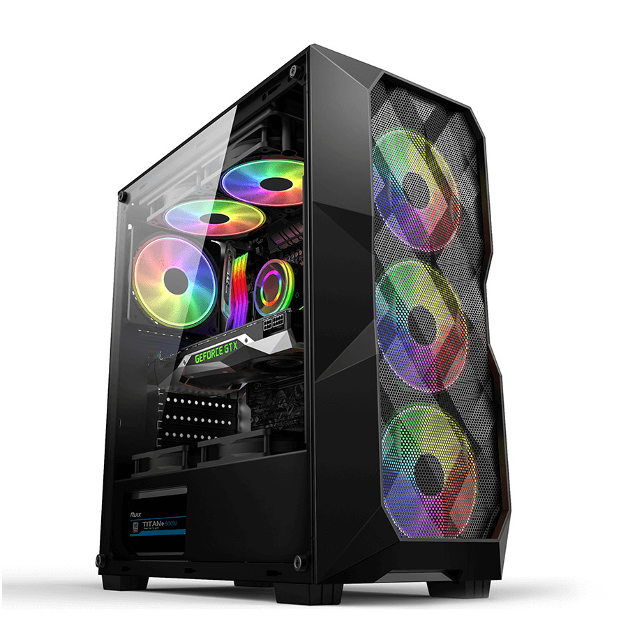 Gabinete Gamer Hayom GB1710 RGB Lateral Vidro c/ 3 Fans
