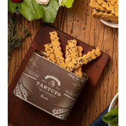 Lata Tartufo Biscoito Parmesão Trufado 165g | Biscoitê