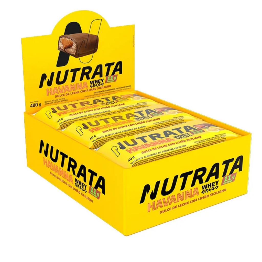 Whey Grego Bar Havanna Display C/12 Barras De 40g Dulce De Leche E Limão Nutrata em Oferta na Shopee
