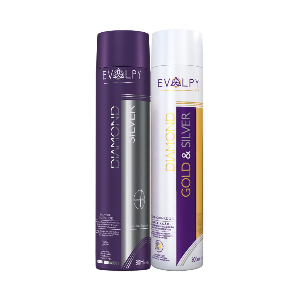 KIT SHAMPOO E CONDICIONADOR MATIZADOR | DIAMOND SILVER - EVOLPY LISS
