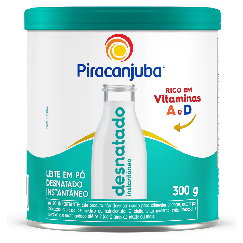 Leite em Pó Desnatado Instantaneo 300g Lata Piracanjuba