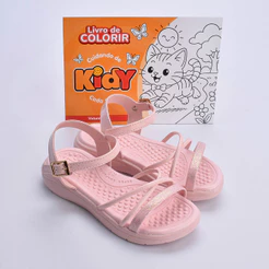 Sandália Infantil Menina Kidy Goods Fly Nude Livro Colorir Anatômica Confortável Estilosa Modinha
