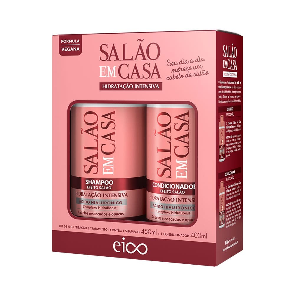 Kit Eico Salão em Casa Hidratação Intensiva Shampoo 450ml + Condicionador 400ml em Oferta na Shopee