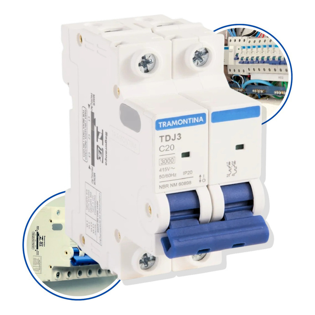 Disjuntor Bipolar Tramontina 10, 16, 20, 25, 32, 40, 50, 63a