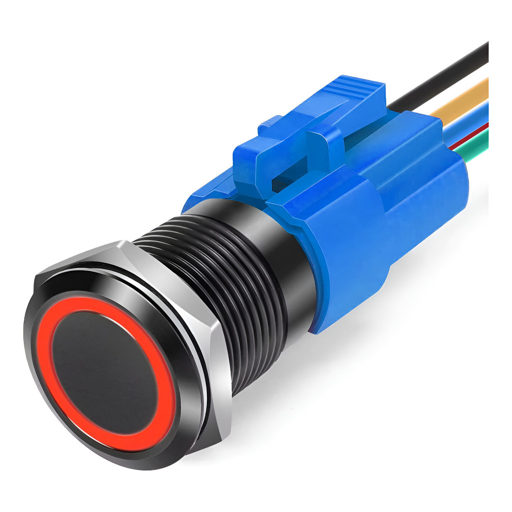 Botão Liga Desliga 22mm Start Stop Button LED 12V 24V Inox