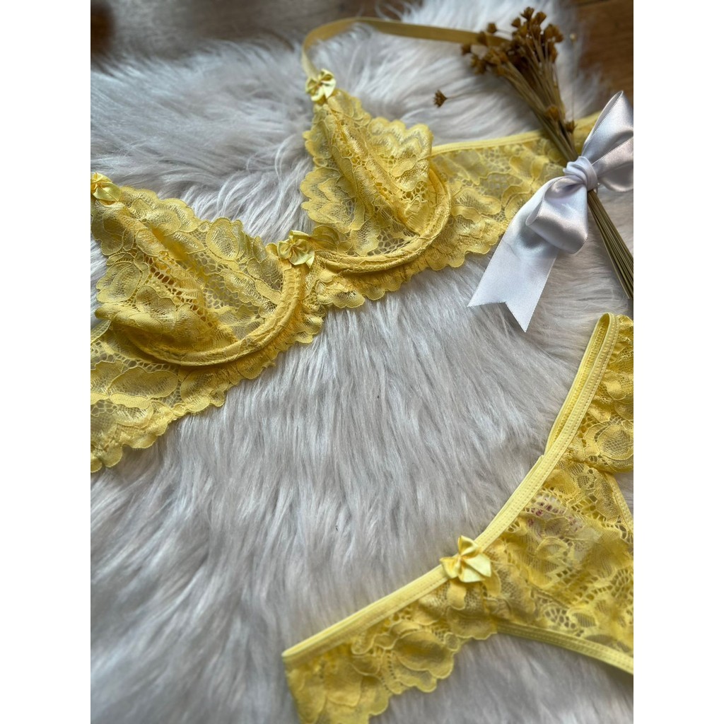 BELO CONJUNTO DE LINGERIE YASS  SEM BOJO COM ARO RENDADO COM FIO RENDA REF049 !!!!!!!!!!!!!!!!
