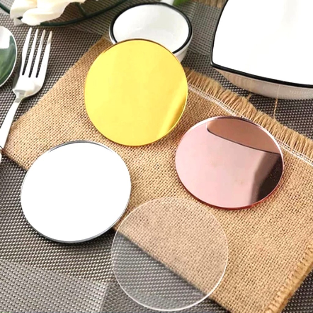 kit 10 Unidades Acrilico Espelho Redondo Ouro Prata Rose Gold