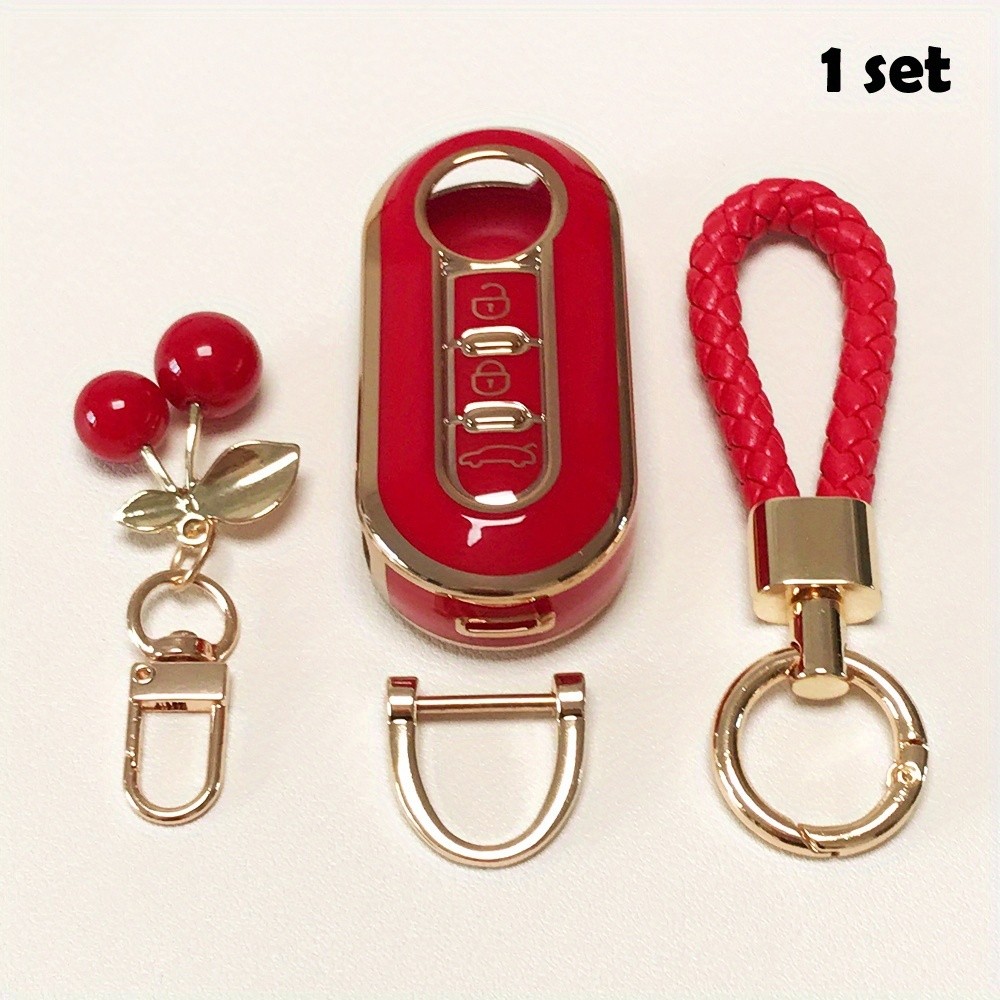 1 Conjunto De Capa De Proteção De Chave De Controle Remoto Para Carros Fiat Adequado 500 Material Macio Cobertura Comple