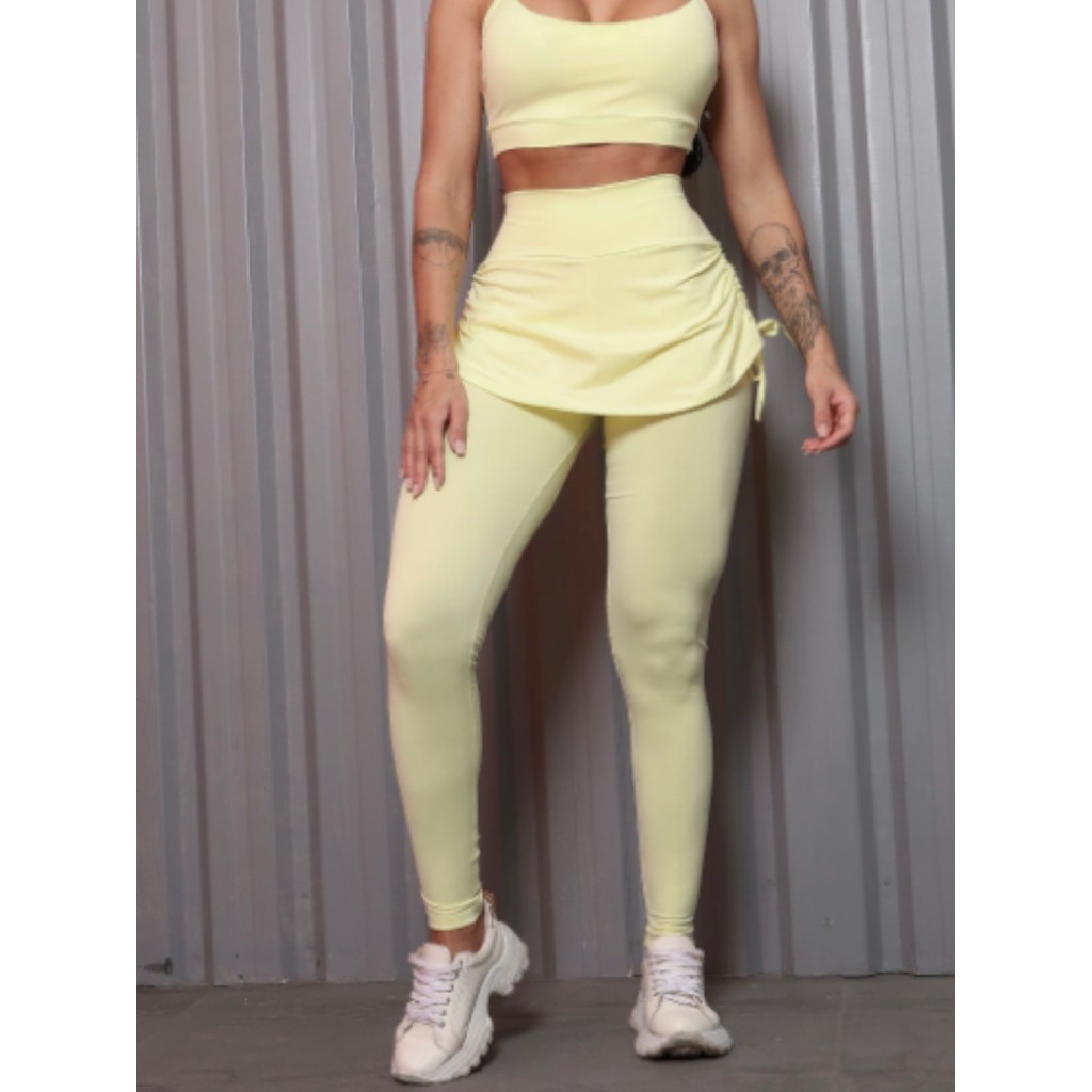 Legging Saia Academia Zero Transparência Fitness Treino Ginástica Tapa Bumbum