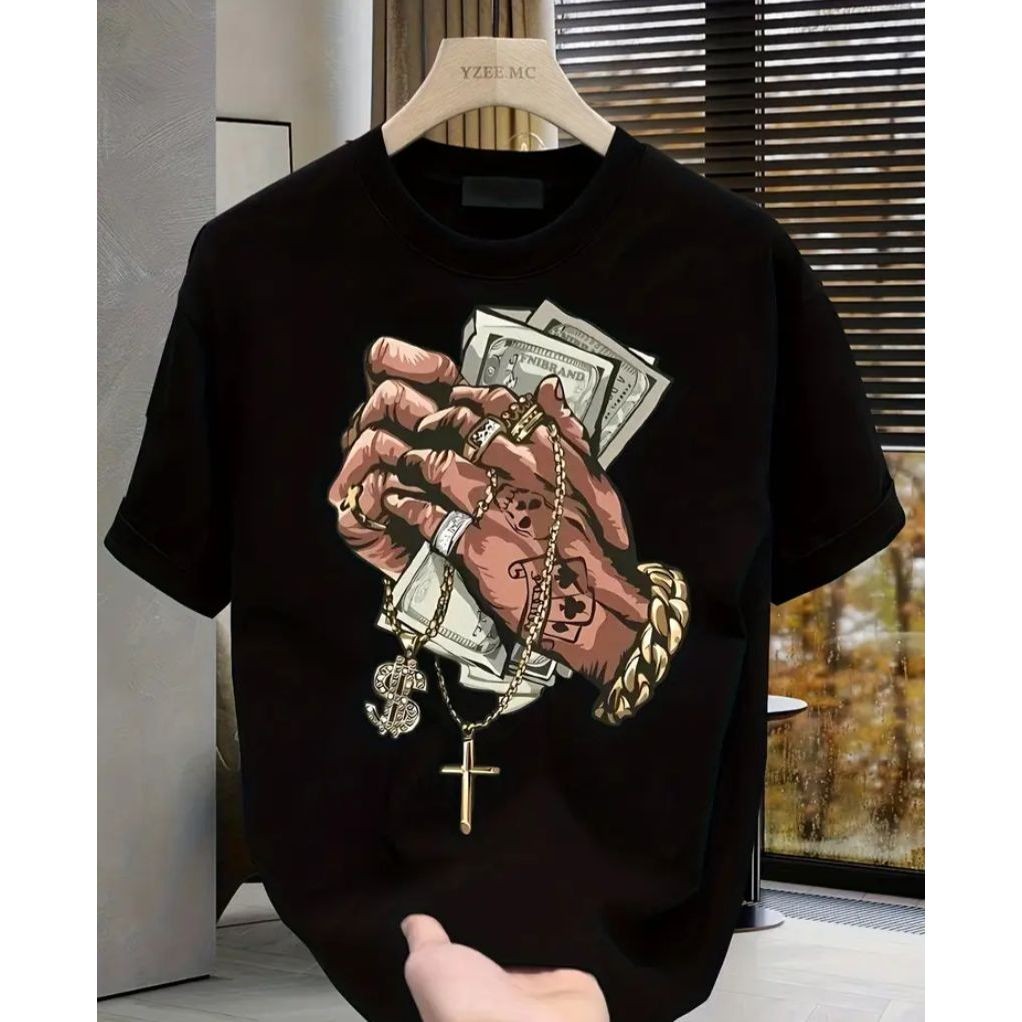 Camisa Masculina Algodão Premium Estampa Money Moda Streetwear Camiseta Básica Unissex em Oferta na Shopee