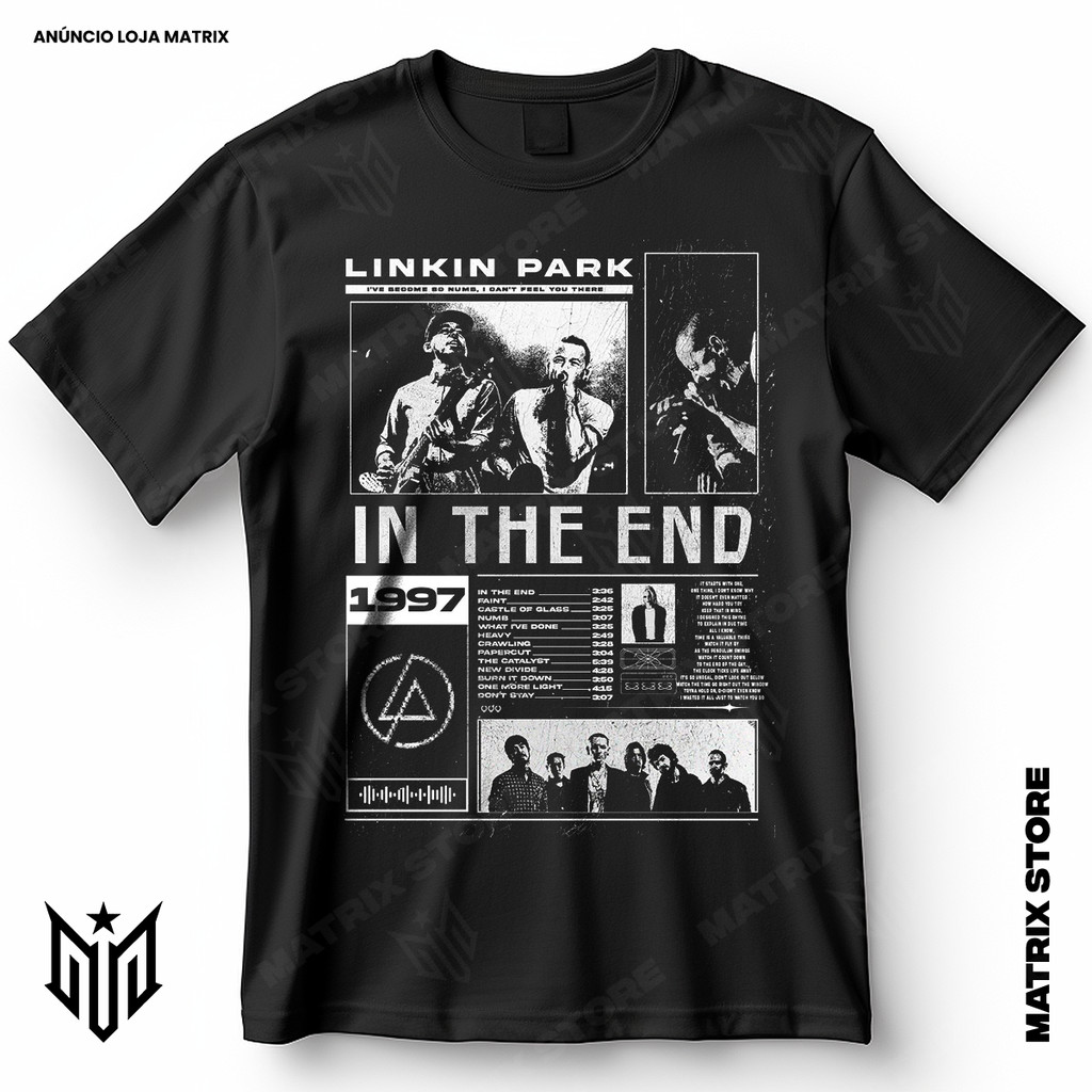 Camisa Linkin Park In The End Blusa Camiseta de Rock 100% Algodão em Oferta na Shopee