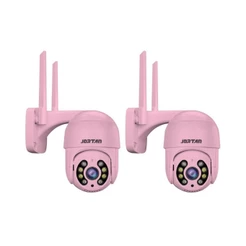 Kit 2 Câmera de Segurança IP A8 Wi-fi Rosa com Áudio Bidirecional Visão Noturna LED Infravermelho - com App YOOSEE