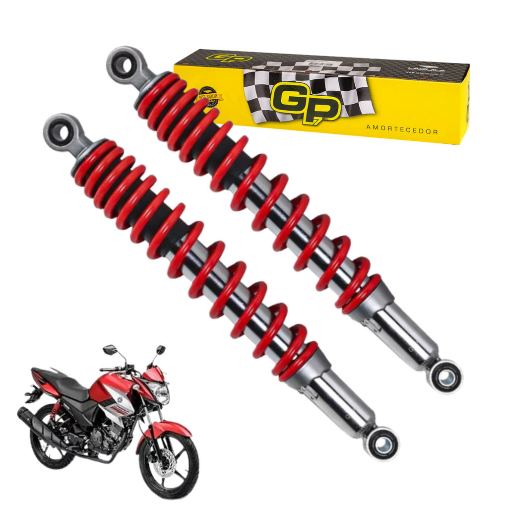 PAR AMORTECEDOR FAZER 150 YBR FACTOR 150 2014/2024 MOLA VERMELHA COM REGULAGEM em Oferta na Shopee
