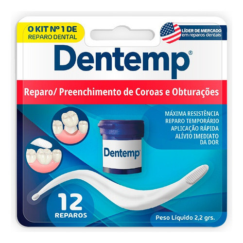 Massa Curativo Obturador Provisório Tampa Buraco Dente Repador de Coroas Dentemp - o Kit Nº1 de Reparo Dental
