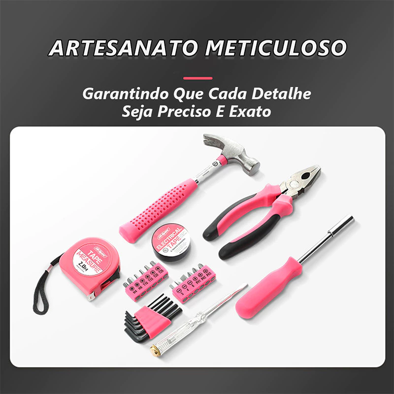 Kit de Ferramentas Rosa para Reparos Domésticos — foto 7