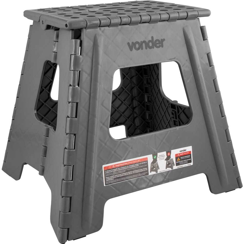 Banqueta Plástica Dobrável Cinza Altura 360mm Vonder em Oferta na Shopee