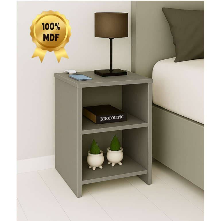 Mesa de Cabeceira Nicho Cinza MDF Quarto sala