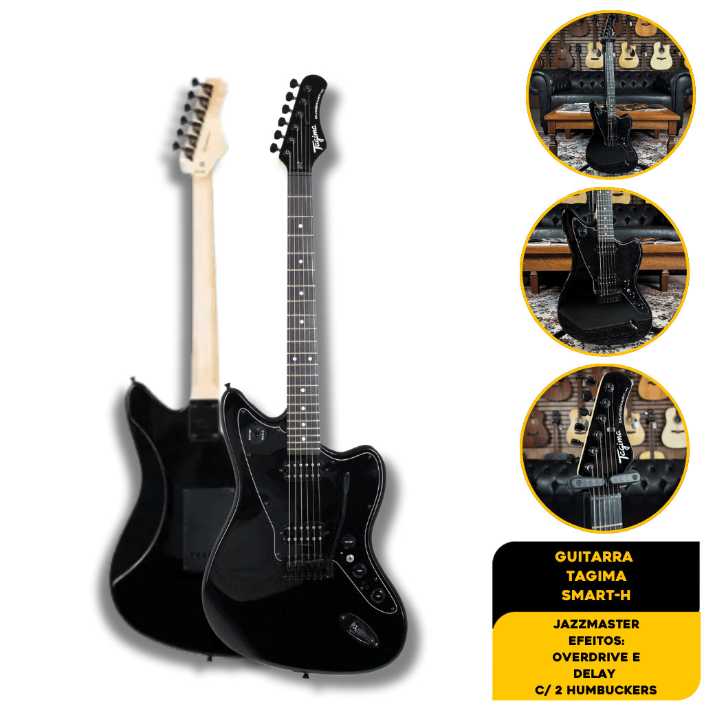Guitarra Tagima Offset 2h Escala Escura Escudo Preto Jazzsmart SMART-H BK/BK Premium