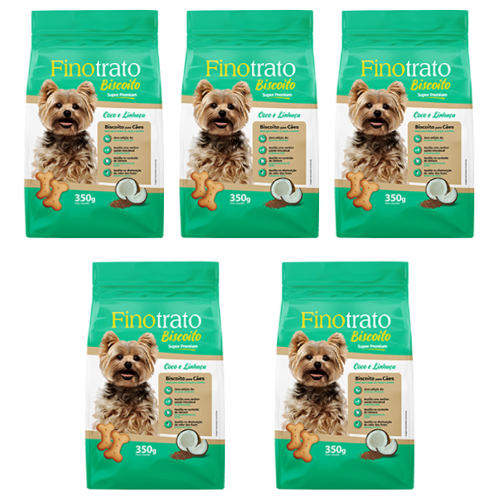 Kit 5 Biscoitos Finotrato Coco com Linhaça para Cães 350 g