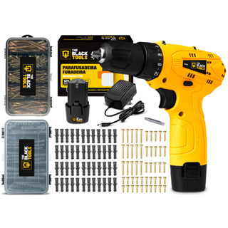 Parafusadeira E Furadeira The Black Tools Tb-12a 12v 3/8 + Kit De Parafusos E Buchas Com Estojo em Oferta na Shopee