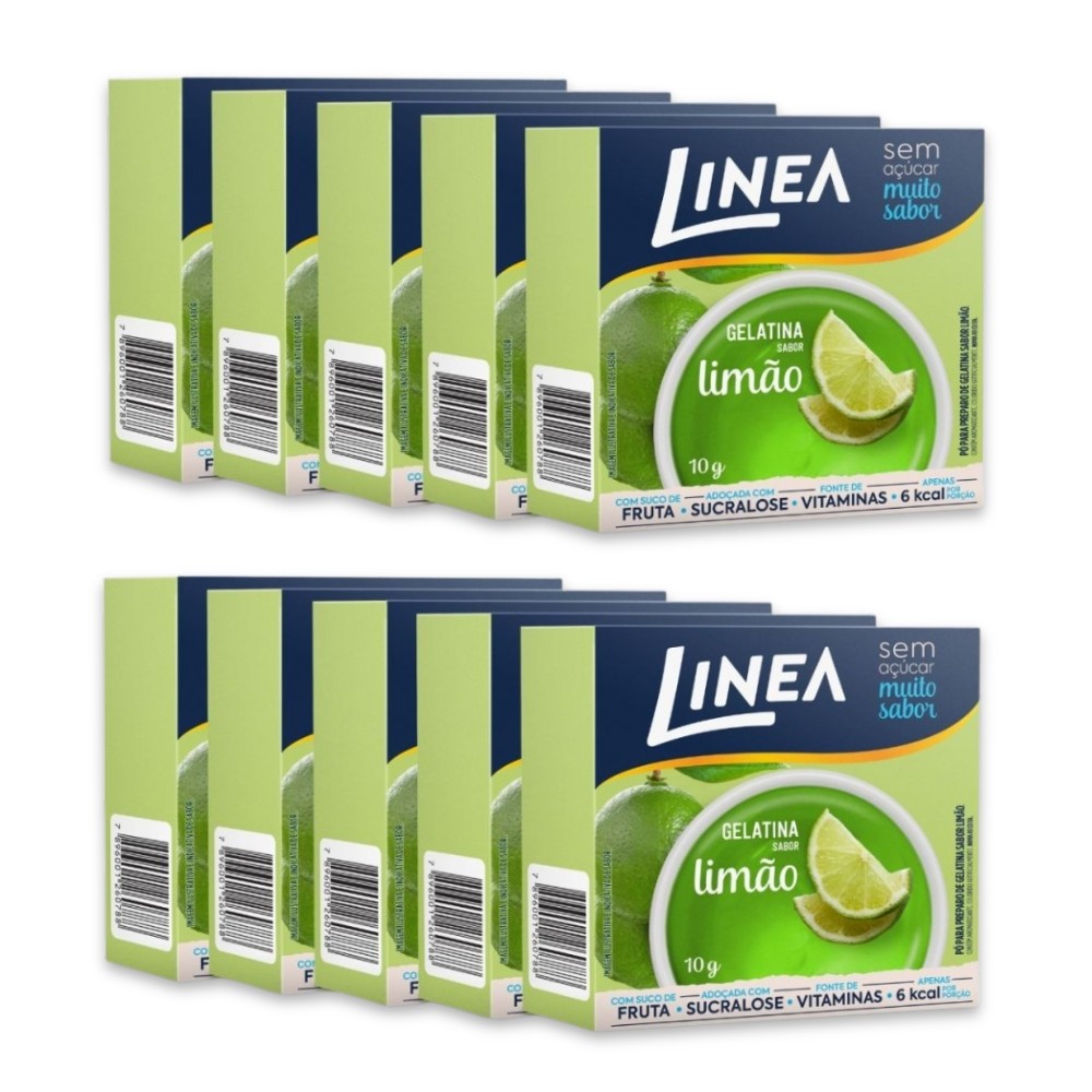 Kit com 10 Gelatinas Em Pó Linea Sabor Limão 10g em Oferta na Shopee